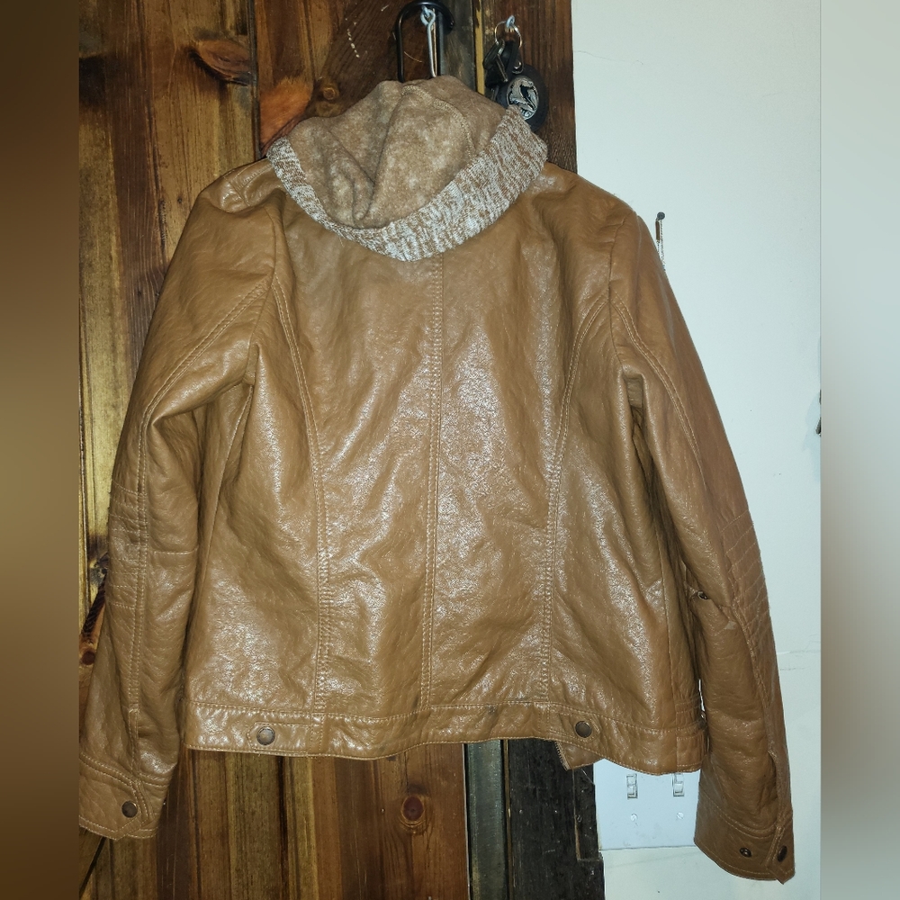 Hooded Faux Leather Jacket
